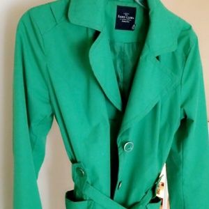 Green rain coat